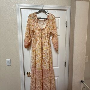 Billabong Floral Maxi Dress in Orange and Cream